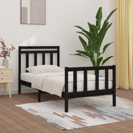 vidaXL Giroletto Nero in Legno Massello di Pino 100x200 cm