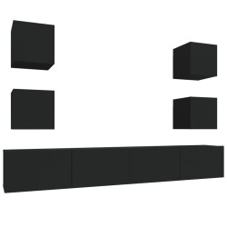 vidaXL Set Mobili Porta TV 6 pz Nero in Legno Multistrato