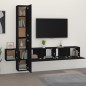 vidaXL Set di Mobili Porta TV 5 pz Nero in Legno Multistrato vidaXL Set di Mobili Porta TV 5 pz Nero in Legno Multistrato