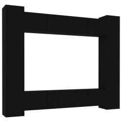 vidaXL Set Mobili Porta TV 8pz Nero in Legno Multistrato