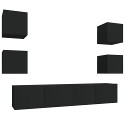 vidaXL Set Mobili Porta TV 6 pz Nero in Legno Multistrato