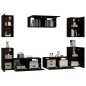 vidaXL Set di Mobili Porta TV 7 pz Nero in Legno Multistrato vidaXL Set di Mobili Porta TV 7 pz Nero in Legno Multistrato
