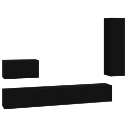 vidaXL Set Mobili Porta TV 4 pz Nero in Legno Multistrato