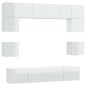 vidaXL Set Mobili Porta TV 8pz Bianco Lucido in Legno Multistrato vidaXL Set Mobili Porta TV 8pz Bianco Lucido in Legno Multistrato