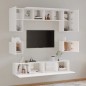 vidaXL Set Mobili Porta TV 8pz Bianco Lucido in Legno Multistrato vidaXL Set Mobili Porta TV 8pz Bianco Lucido in Legno Multistrato