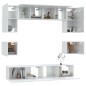 vidaXL Set Mobili Porta TV 8pz Bianco Lucido in Legno Multistrato vidaXL Set Mobili Porta TV 8pz Bianco Lucido in Legno Multistrato