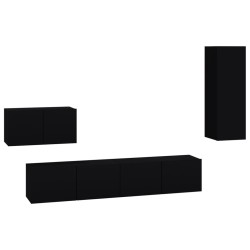 vidaXL Set Mobili Porta TV 4 pz Nero in Legno Multistrato