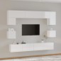 vidaXL Set Mobili Porta TV 8pz Bianco Lucido in Legno Multistrato vidaXL Set Mobili Porta TV 8pz Bianco Lucido in Legno Multistrato