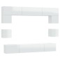 vidaXL Set Mobili Porta TV 8pz Bianco Lucido in Legno Multistrato vidaXL Set Mobili Porta TV 8pz Bianco Lucido in Legno Multistrato