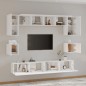 vidaXL Set Mobili Porta TV 8pz Bianco Lucido in Legno Multistrato vidaXL Set Mobili Porta TV 8pz Bianco Lucido in Legno Multistrato