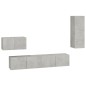 vidaXL Set di Mobili Porta TV 4 pz Grigio Cemento in Legno Multistrato vidaXL Set di Mobili Porta TV 4 pz Grigio Cemento in Legno Multistrato