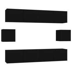 vidaXL Set Mobili Porta TV 6 pz Nero in Legno Multistrato