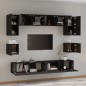 vidaXL Set Mobili Porta TV 8pz Nero in Legno Multistrato vidaXL Set Mobili Porta TV 8pz Nero in Legno Multistrato
