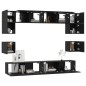 vidaXL Set Mobili Porta TV 8pz Nero in Legno Multistrato vidaXL Set Mobili Porta TV 8pz Nero in Legno Multistrato