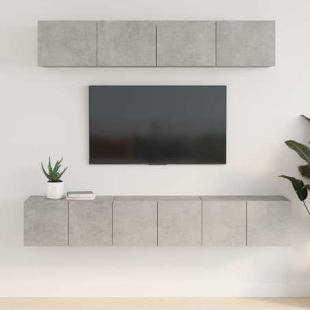 vidaXL Set di Mobili Porta TV 5 pz Grigio Cemento in Legno Multistrato