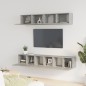 vidaXL Set di Mobili Porta TV 5 pz Grigio Cemento in Legno Multistrato vidaXL Set di Mobili Porta TV 5 pz Grigio Cemento in Legno Multistrato