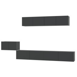 vidaXL Set di Mobili Porta TV 5 pz Nero in Legno Multistrato