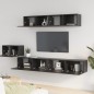vidaXL Set di Mobili Porta TV 5 pz Nero in Legno Multistrato vidaXL Set di Mobili Porta TV 5 pz Nero in Legno Multistrato