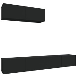 vidaXL Set Mobili Porta TV 3 pz Nero in Legno Multistrato