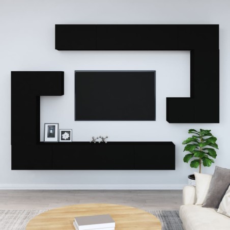 vidaXL Mobile Porta TV a Parete Nero in Legno Multistrato