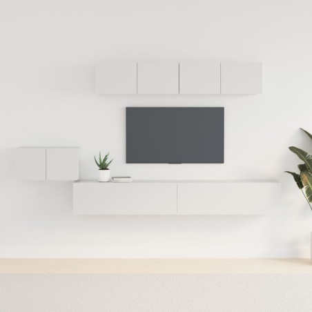 vidaXL Set di Mobili Porta TV 5 pz Bianco in Legno Multistrato