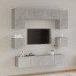 vidaXL Set Mobili Porta TV 8pz Grigio Cemento in Legno Multistrato vidaXL Set Mobili Porta TV 8pz Grigio Cemento in Legno Multistrato