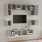 vidaXL Set Mobili Porta TV 8pz Grigio Cemento in Legno Multistrato vidaXL Set Mobili Porta TV 8pz Grigio Cemento in Legno Multistrato