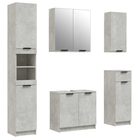 vidaXL Set Mobili da Bagno 5 pz Grigio Cemento in Legno Multistrato