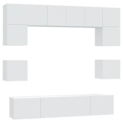 vidaXL Set Mobili Porta TV 8pz Bianco in Legno Multistrato