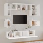 vidaXL Set Mobili Porta TV 8pz Bianco in Legno Multistrato vidaXL Set Mobili Porta TV 8pz Bianco in Legno Multistrato