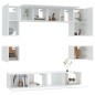 vidaXL Set Mobili Porta TV 8pz Bianco in Legno Multistrato vidaXL Set Mobili Porta TV 8pz Bianco in Legno Multistrato