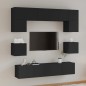 vidaXL Set Mobili Porta TV 8pz Nero in Legno Multistrato vidaXL Set Mobili Porta TV 8pz Nero in Legno Multistrato