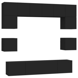 vidaXL Set Mobili Porta TV 8pz Nero in Legno Multistrato