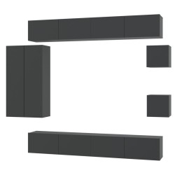 vidaXL Set Mobili Porta TV 8pz Nero in Legno Multistrato