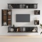 vidaXL Set Mobili Porta TV 8pz Nero in Legno Multistrato vidaXL Set Mobili Porta TV 8pz Nero in Legno Multistrato