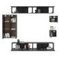 vidaXL Set Mobili Porta TV 8pz Nero in Legno Multistrato vidaXL Set Mobili Porta TV 8pz Nero in Legno Multistrato