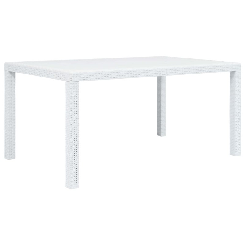 Tavolo da Giardino Bianco 150x90x72 cm in Plastica Stile Rattan Tavolo da Giardino Bianco 150x90x72 cm in Plastica Stile Rattan