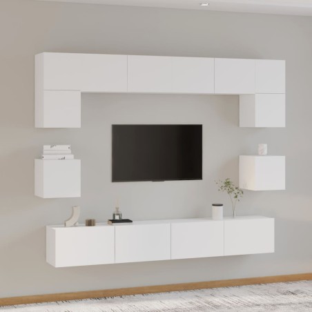 vidaXL Set Mobili Porta TV 8pz Bianco in Legno Multistrato