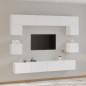vidaXL Set Mobili Porta TV 8pz Bianco in Legno Multistrato vidaXL Set Mobili Porta TV 8pz Bianco in Legno Multistrato