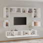 vidaXL Set Mobili Porta TV 8pz Bianco in Legno Multistrato vidaXL Set Mobili Porta TV 8pz Bianco in Legno Multistrato