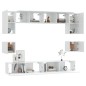 vidaXL Set Mobili Porta TV 8pz Bianco in Legno Multistrato vidaXL Set Mobili Porta TV 8pz Bianco in Legno Multistrato