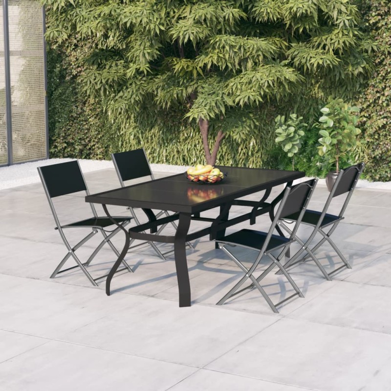 vidaXL Set da Pranzo per Giardino 5 pz Grigio e Nero vidaXL Set da Pranzo per Giardino 5 pz Grigio e Nero