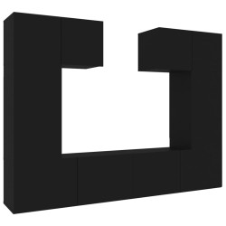 vidaXL Set Mobili Porta TV 6 pz Nero in Legno Multistrato