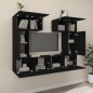 vidaXL Set Mobili Porta TV 6 pz Nero in Legno Multistrato vidaXL Set Mobili Porta TV 6 pz Nero in Legno Multistrato