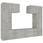 vidaXL Set di Mobili Porta TV 6 pz Grigio Cemento in Legno Multistrato vidaXL Set di Mobili Porta TV 6 pz Grigio Cemento in Legno Multistrato