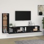 vidaXL Set Mobili Porta TV 3 pz Nero in Legno Multistrato vidaXL Set Mobili Porta TV 3 pz Nero in Legno Multistrato