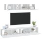 vidaXL Set di Mobili Porta TV 4 pz Bianco in Legno Multistrato vidaXL Set di Mobili Porta TV 4 pz Bianco in Legno Multistrato