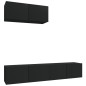 vidaXL Set Mobili Porta TV 3 pz Nero in Legno Multistrato vidaXL Set Mobili Porta TV 3 pz Nero in Legno Multistrato