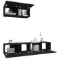 vidaXL Set Mobili Porta TV 3 pz Nero in Legno Multistrato vidaXL Set Mobili Porta TV 3 pz Nero in Legno Multistrato