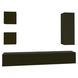 vidaXL Set di Mobili Porta TV 5 pz Nero in Legno Multistrato